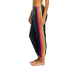 Aviator Nation Rainbow 5 Striped Drawstring Waist Jogger Sweatpants
